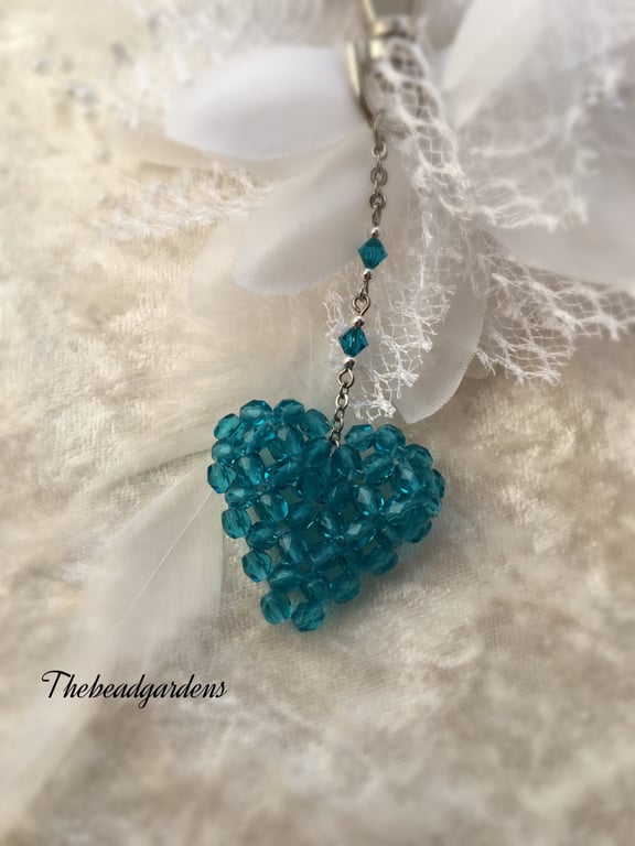 Blue green heart charm 