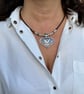 Women's Leather Necklace, Heart Pendant Beaded Necklace, Boho Jewellery - Image 2