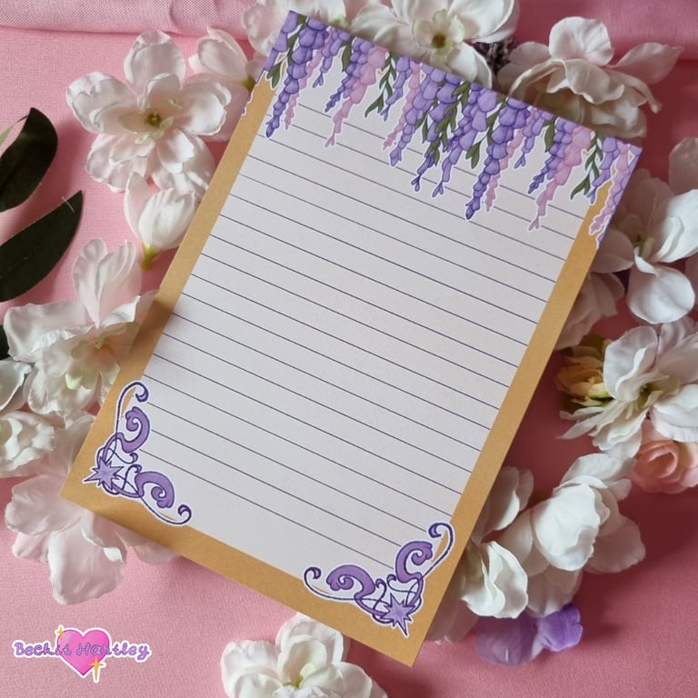 Wisteria Yellow Notepad - A5 Lined Notepad - Gifts, Stationery