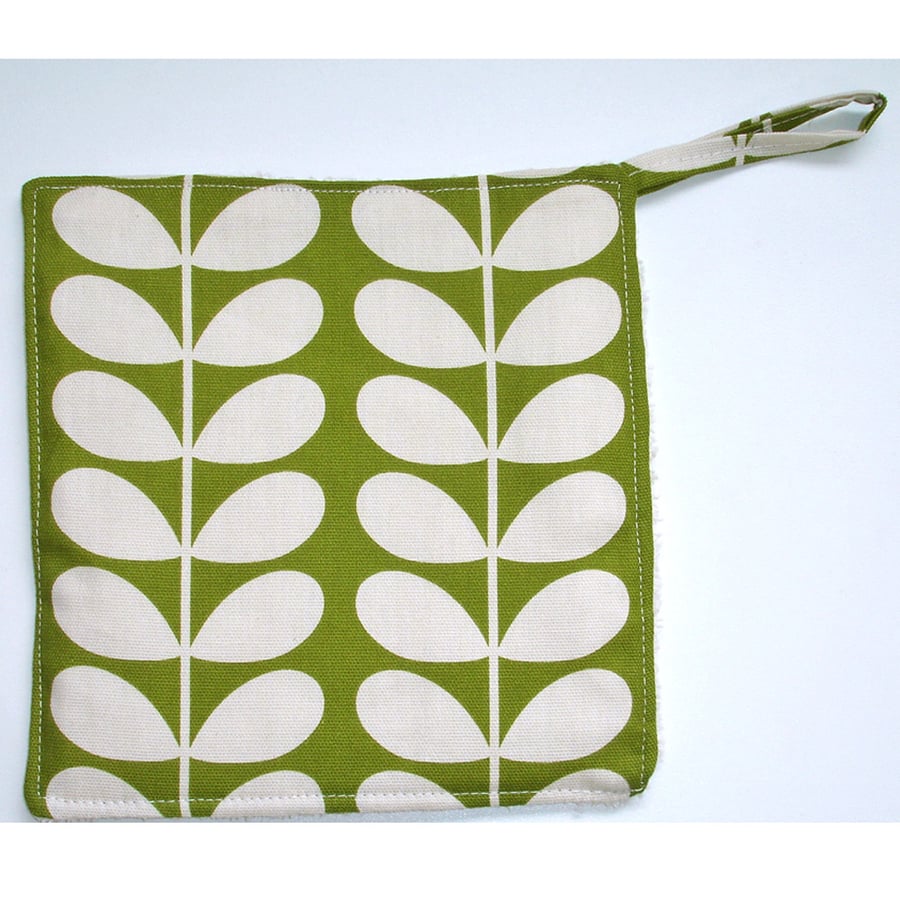 Green Pot Holder Potholder Grab Mat Kitchen Cookware Pad Stem Leaves