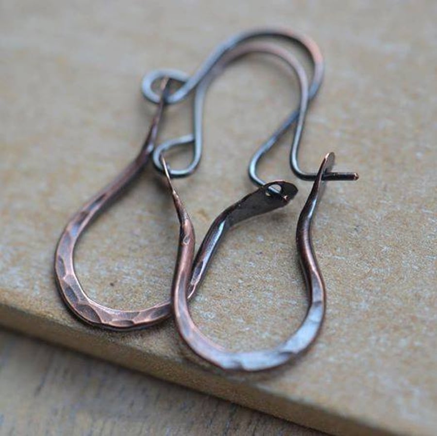 Handmade Rustic Copper Hoop Earrings