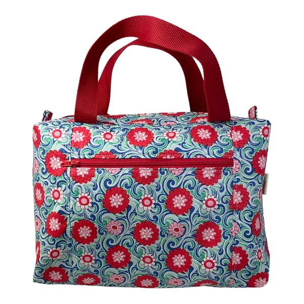 Large wash bag in Liberty cotton, floral toiletries bag with handles and pocket.