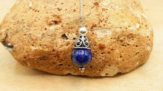 Minimalist Lapis lazuli cone pendant