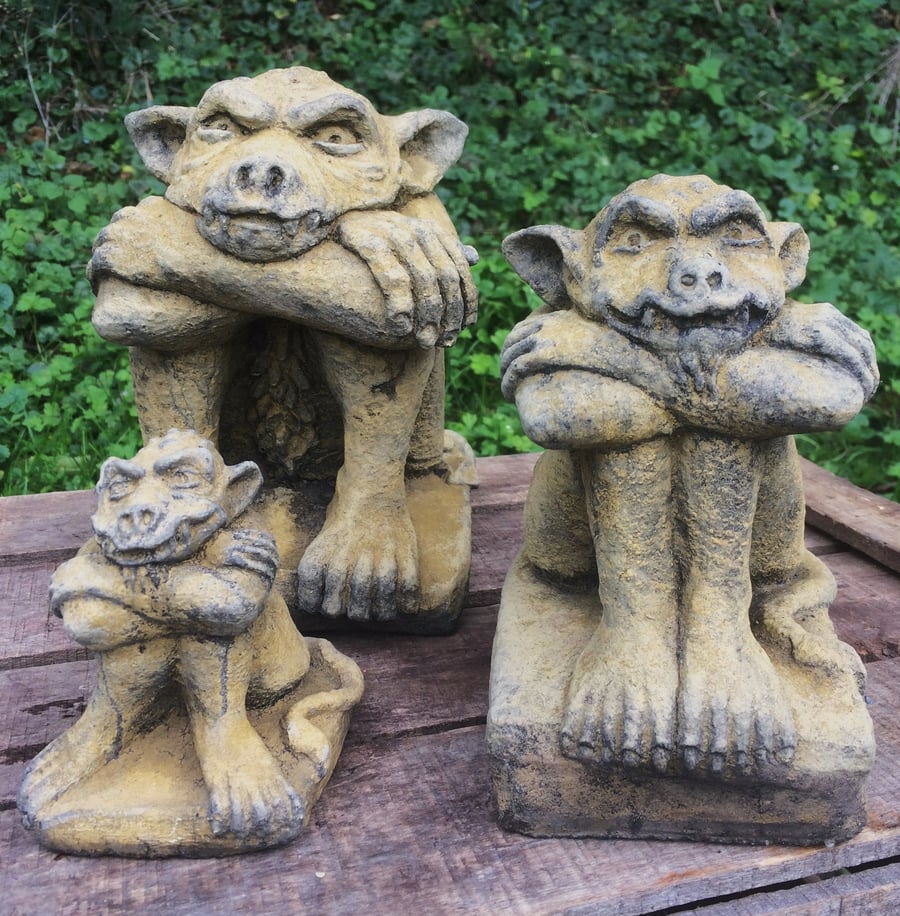 Gremlin Family Set of 3 Statues