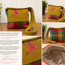 Harris tweed crossbody bag with applique flower