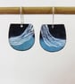 Semi Circle Enamel on Copper Dangle Earrings with Hand Drawn Detail