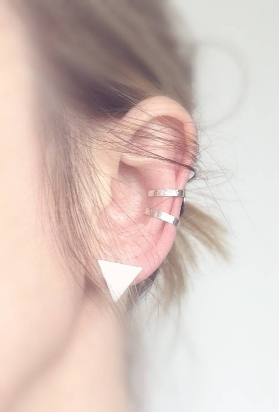 silver triangle studs, large silver studs triangle, geometric jewellery