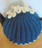 Charming Blue and Cream Tea Cosy 4-6 cup with flowers and polka dot buttons - Image 1