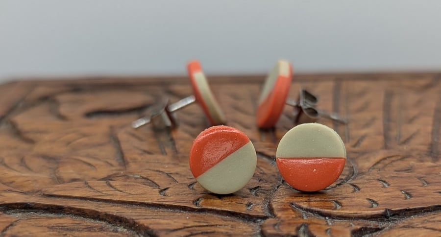 Smaller orange and stone stud earrings 