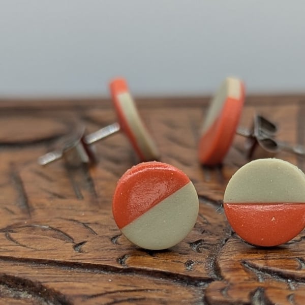 Smaller orange and stone stud earrings 