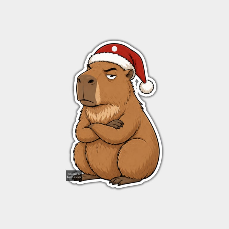 Unique Funny Christmas Gift Tags For Adults, 6pk - Moody Capybara