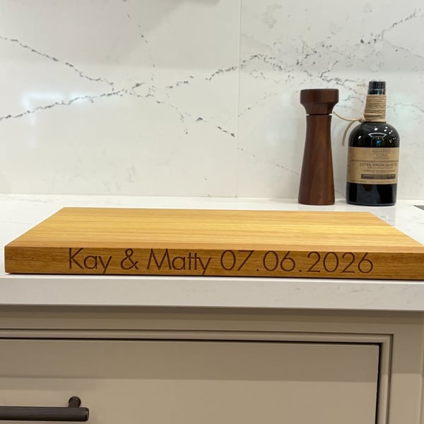 Personalised Iroko Chopping Board - Solid Wood Serving Kitchen Board