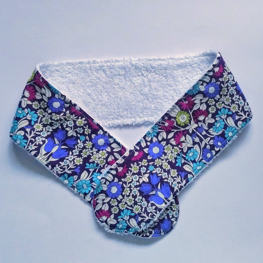 Bamboo Beauty Spa Headband with Blue and Purple Floral Design