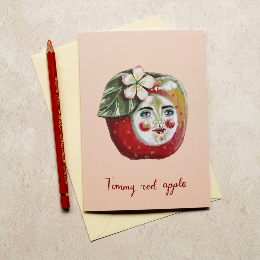 Tommy red apple A6 blank greeting card