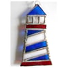 Lighthouse Suncatcher Stained Glass Handmade Blue 005