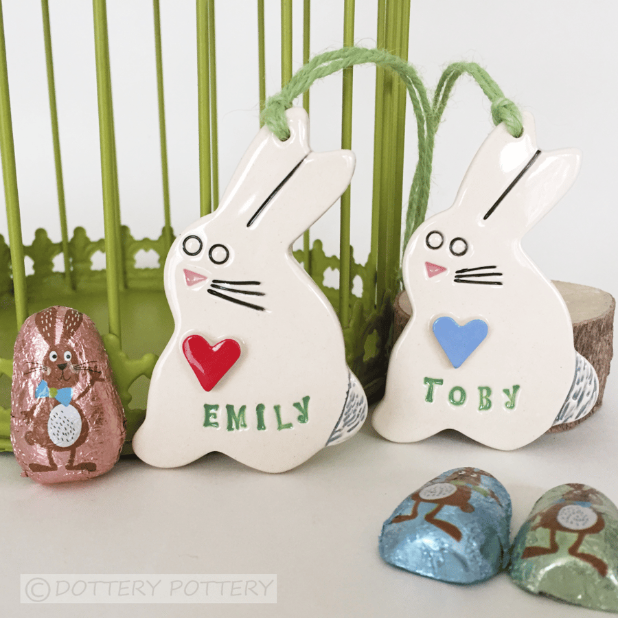 Personalised Easter Bunny decoration Ceramic Bunny Rabbit