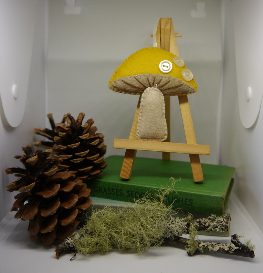 Mustard felt handsewn Toadstool Decoration 