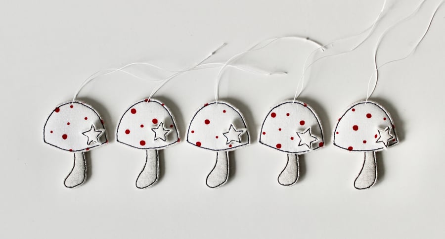 Little Mushrooms 5 - Five Hanging Decorations