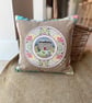 Winter - rescued cross stitch and patchwork cushion