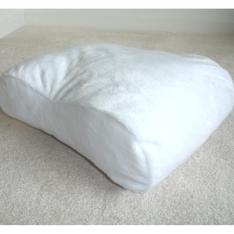 Tempur Original Contour Travel Neck Pillow Cover Orthopaedic Plush Fleece White