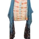     One of a Kind Upcycled Tie Dye Boho Festival Top  Flowing Sleeves one size