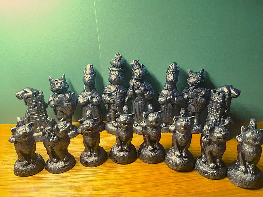 Chess Set Cats Themed, Handmade to order