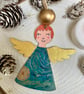 Starry Night Van Gogh Inspired Folk  Art Angels Hanging Decoration