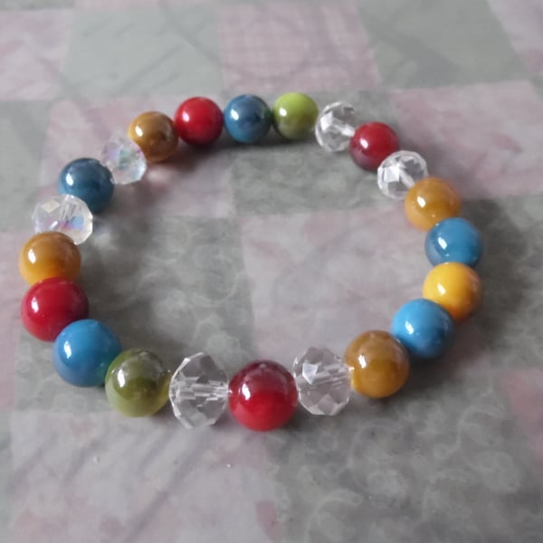 Crystal and coloured bracelet