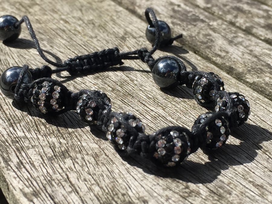 Black and white shamballa bracelet