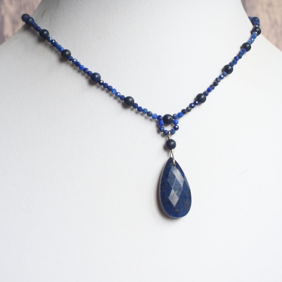 Lapis Lazuli Teardrop Necklace, Gemstone Jewellery
