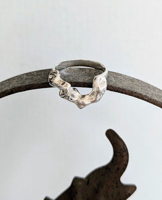 Sterling Silver Organic Nugget Wishbone Ring