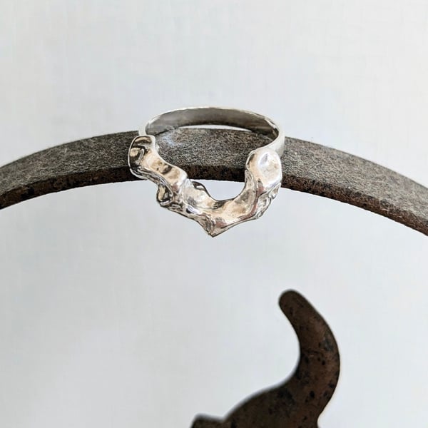Sterling Silver Organic Nugget Wishbone Ring