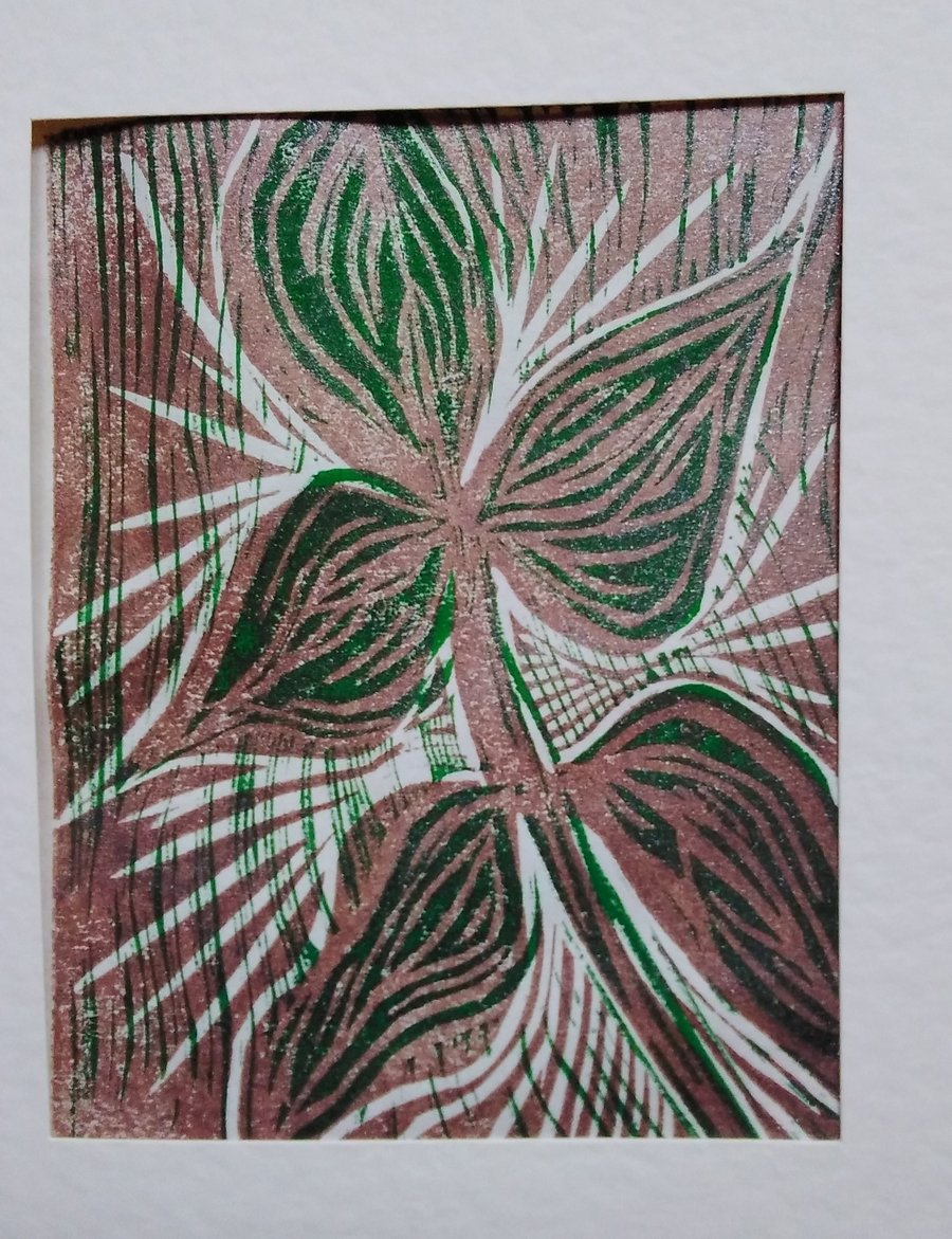Plant Joy - handprinted linoprint