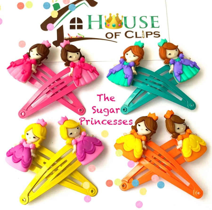 The Sugar Princess Clips x2 - Pretty Princess Hair Clips - Gift for Granddaughte