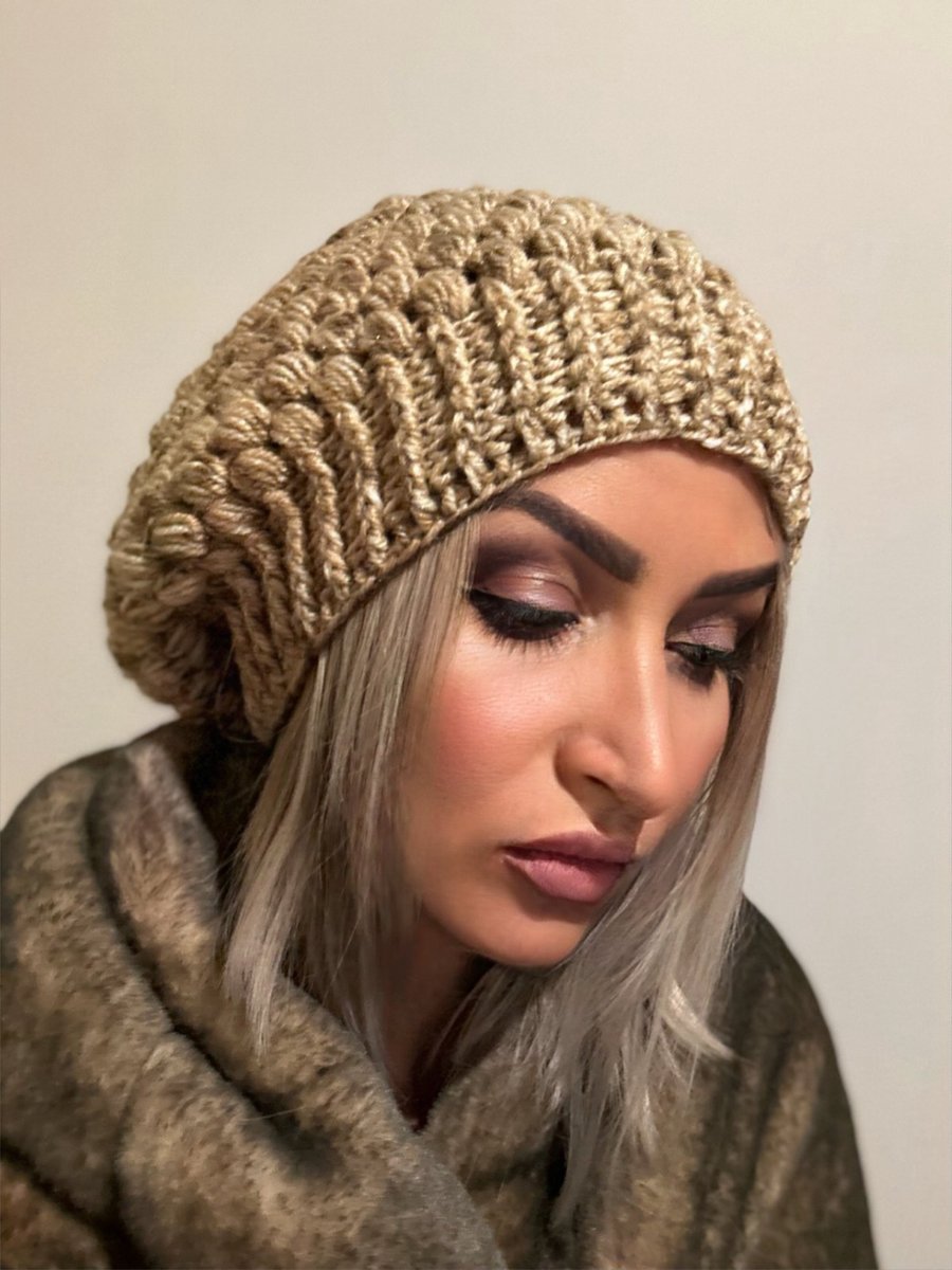 Slouchy Crochet Beanie, Long Oversized Winter H... Folksy