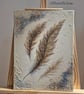 Textured abstract Feather painting,  Gold acrylic canvas art, 12x16 inch - Image 5