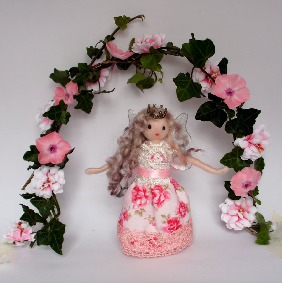 Pink fairy princess,needle felt,nursery decoration,fairytale mobile