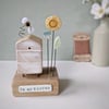 Wooden Beehive With Clay Flowers and Bee 'In my Garden'