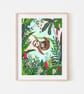 Sloth Art Print - Signed A4 Print - Image 1