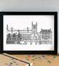 Hereford Landmarks Skyline Art Print - Image 2