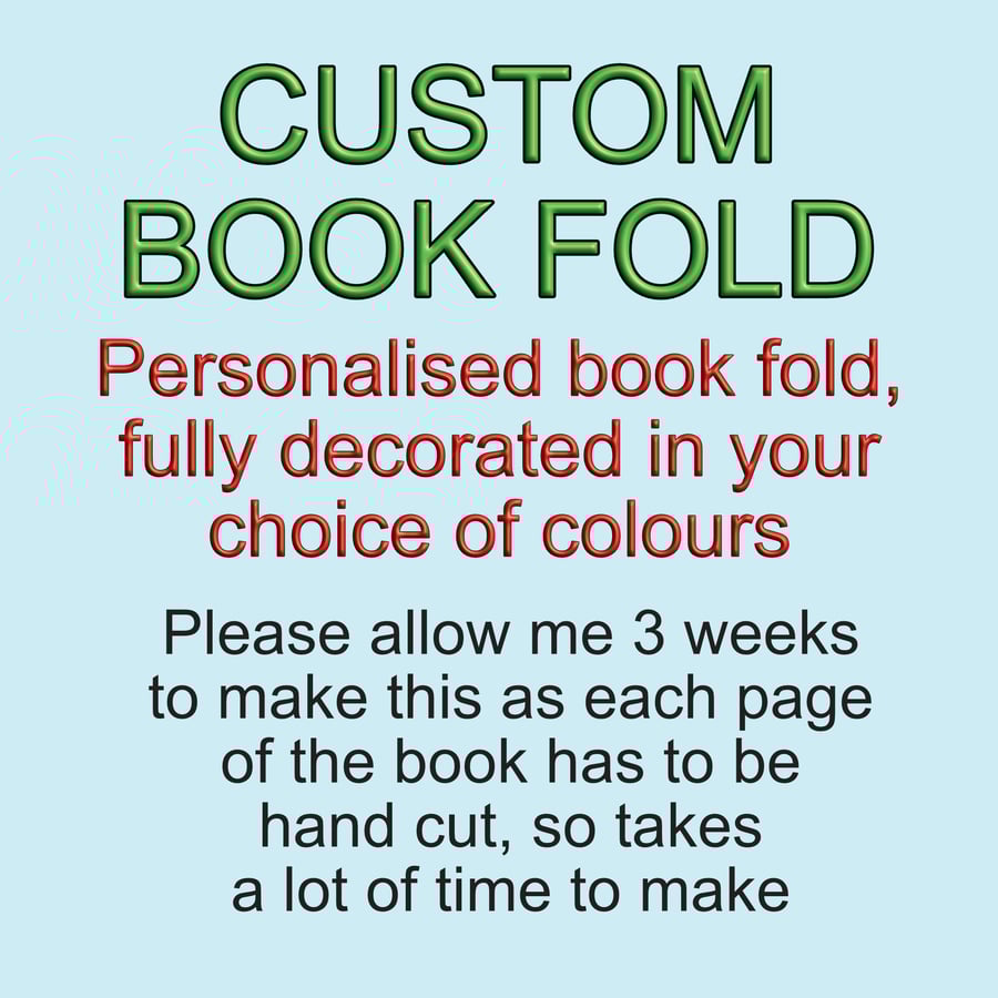 Custom Book Fold (completed book fold) FREE DELIVERY