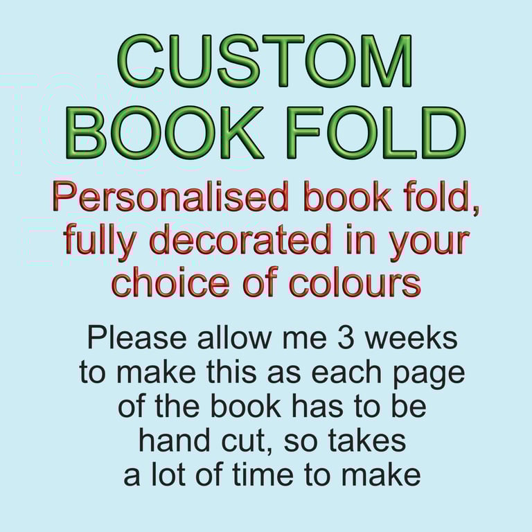 Custom Book Fold (completed book fold) FREE DELIVERY
