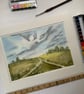 Handpainted Original Watercolour Art - Sunny Field
