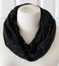 Black with Gold Speckles Infinity Scarf, 100% cotton  - Image 7