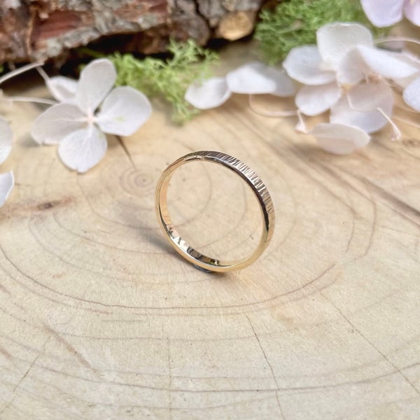 Handmade 9ct Yellow Gold Tree Bark Ring