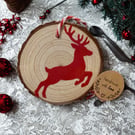 Deer  log slice Hanging Tree Decoration