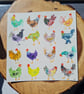 Whimsical Chickens, Hand-Painted original artwork