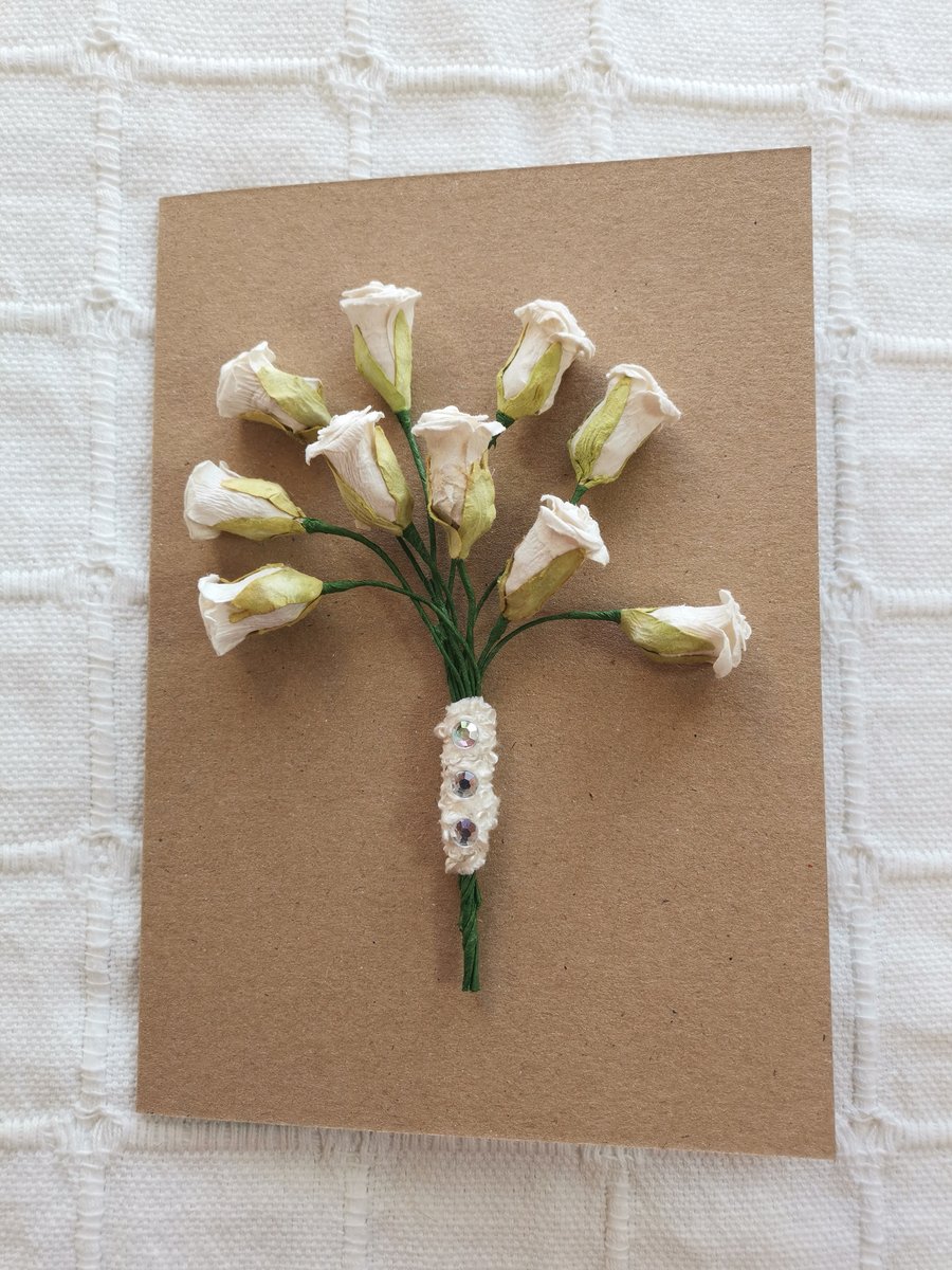 Fancy flower luxury handmade blank 3D card,  luxury paper flowers greeting Card 