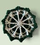 Handmade Crochet Coasters - Set of 4 - Green & White