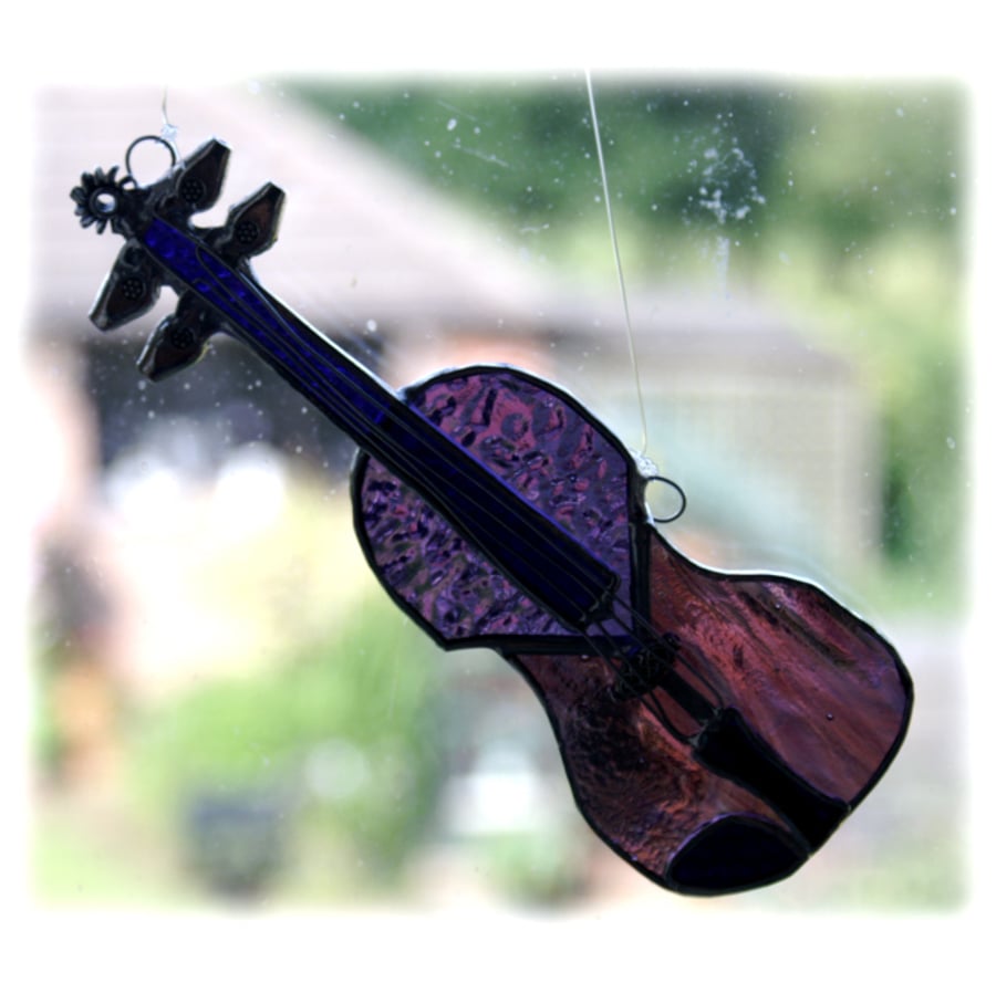 Violin Suncatcher Stained Glass Purple Music Musical Instrument
